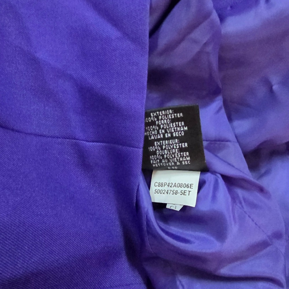 Kasper Petite Womens Purple 4-Button Pintuck Pleated Lined Blazer Jacket 6P - Picture 11 of 12